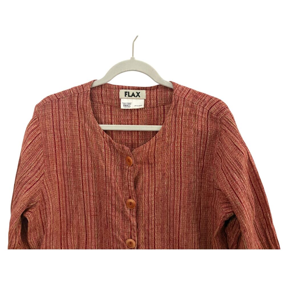 FLAX 100% Linen Short Top Blouse Small Natural Fibers Lagenlook - Picture 3 of 7